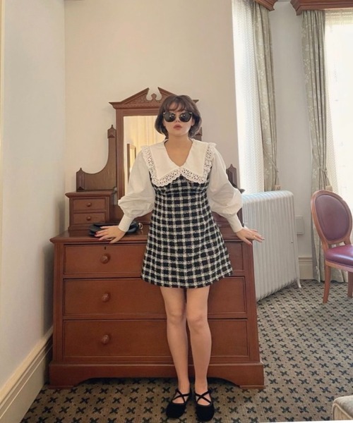 epine（エピヌ）の「arm volume lace collar onepiece