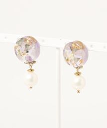 【よひらのはな】天然石とお花のパールピアス