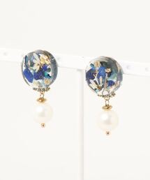 【よひらのはな】天然石とお花のパールピアス