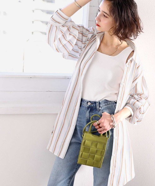 classicalelf（クラシカルエルフ）の「印象的一枚。袖ボリュームタックオーバーシャツ（シャツ/ブラウス・レディース・ホワイト/ブラック/ストライプ/オレンジ/ベージュ・MEDIUM/LARGE/X-LARGE/SMALL）」の19枚目の写真