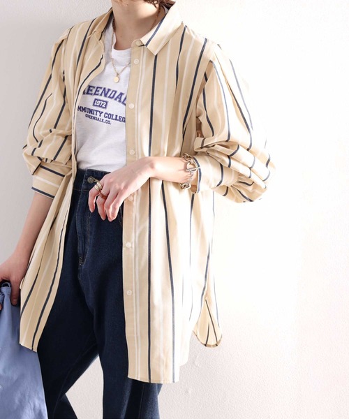 classicalelf（クラシカルエルフ）の「印象的一枚。袖ボリュームタックオーバーシャツ（シャツ/ブラウス・レディース・ホワイト/ブラック/ストライプ/オレンジ/ベージュ・MEDIUM/LARGE/X-LARGE/SMALL）」の20枚目の写真