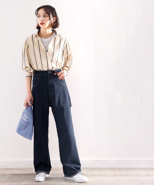 classicalelf（クラシカルエルフ）の「印象的一枚。袖ボリュームタックオーバーシャツ（シャツ/ブラウス・レディース・ホワイト/ブラック/ストライプ/オレンジ/ベージュ・MEDIUM/LARGE/X-LARGE/SMALL）」の22枚目の写真