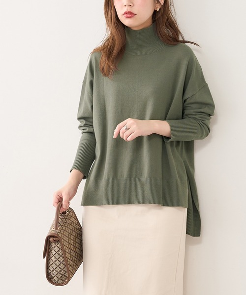 natural couture（ナチュラルクチュール）の「【大好評リバイバルアイテム】もちもちゆるっとハイネックニット（ニット/セーター・レディース・ブラック/ピンク/モカ/ライトベージュ/カーキ/アイボリー・FREE）」の5枚目の写真