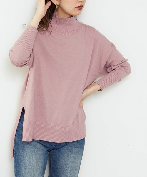 natural couture（ナチュラルクチュール）の「【大好評リバイバルアイテム】もちもちゆるっとハイネックニット（ニット/セーター・レディース・ブラック/ピンク/モカ/ライトベージュ/カーキ/アイボリー・FREE）」の6枚目の写真