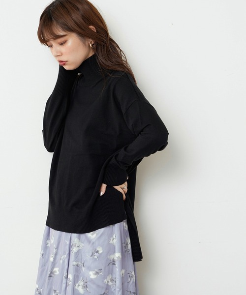 natural couture（ナチュラルクチュール）の「【大好評リバイバルアイテム】もちもちゆるっとハイネックニット（ニット/セーター・レディース・ブラック/ピンク/モカ/ライトベージュ/カーキ/アイボリー・FREE）」の3枚目の写真