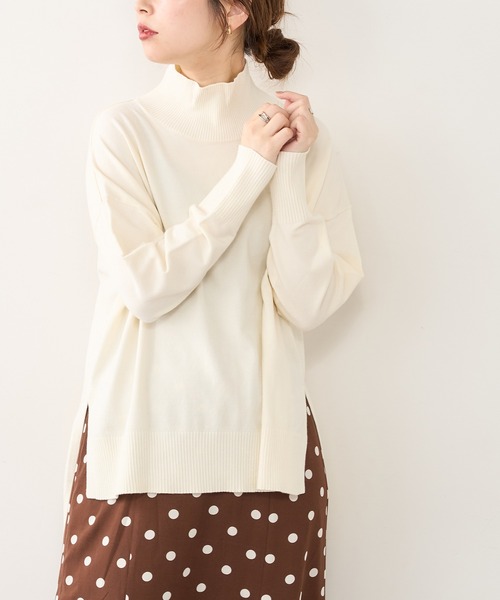 natural couture（ナチュラルクチュール）の「【大好評リバイバルアイテム】もちもちゆるっとハイネックニット（ニット/セーター・レディース・ブラック/ピンク/モカ/ライトベージュ/カーキ/アイボリー・FREE）」の9枚目の写真