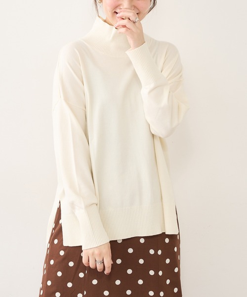 natural couture（ナチュラルクチュール）の「【大好評リバイバルアイテム】もちもちゆるっとハイネックニット（ニット/セーター・レディース・ブラック/ピンク/モカ/ライトベージュ/カーキ/アイボリー・FREE）」の8枚目の写真