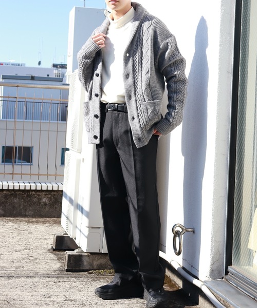 セール】アラン柄 もちもちニット ショールカーディガン（KEEP SHEPE