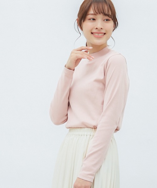 Honeys(ハニーズ)の「ハイネックTシャツ(Tシャツ/カットソー・レディース・ライトベージュ/ダークベージュ/ブラック/ボルドー/スミクロ/ブルーグレー/ピンク系その他・M/L/S)」の6枚目の写真