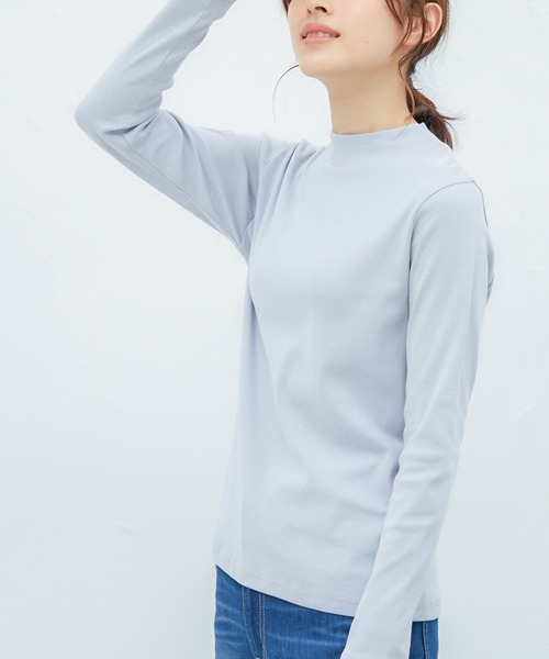 Honeys(ハニーズ)の「ハイネックTシャツ(Tシャツ/カットソー・レディース・ライトベージュ/ダークベージュ/ブラック/ボルドー/スミクロ/ブルーグレー/ピンク系その他・M/L/S)」の1枚目の写真