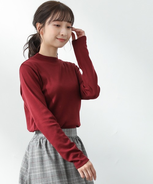 Honeys(ハニーズ)の「ハイネックTシャツ(Tシャツ/カットソー・レディース・ライトベージュ/ダークベージュ/ブラック/ボルドー/スミクロ/ブルーグレー/ピンク系その他・M/L/S)」の21枚目の写真