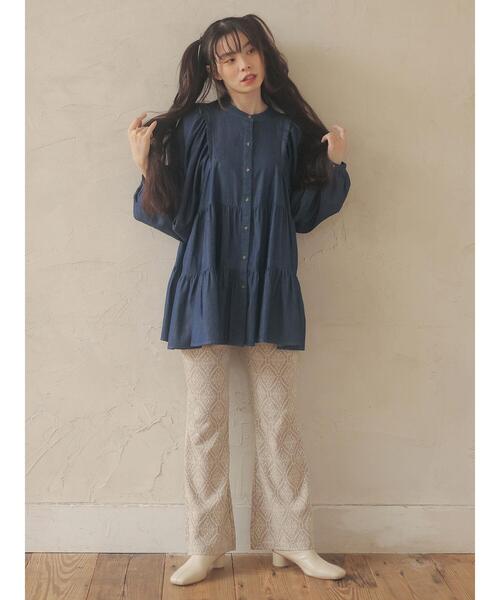 Green　Parks（グリーンパークス）の「・novem9 ダマスクガラバックスリットパンツ＊（その他パンツ・レディース・ブラック/グリーン/ベージュ・FREE）」の12枚目の写真