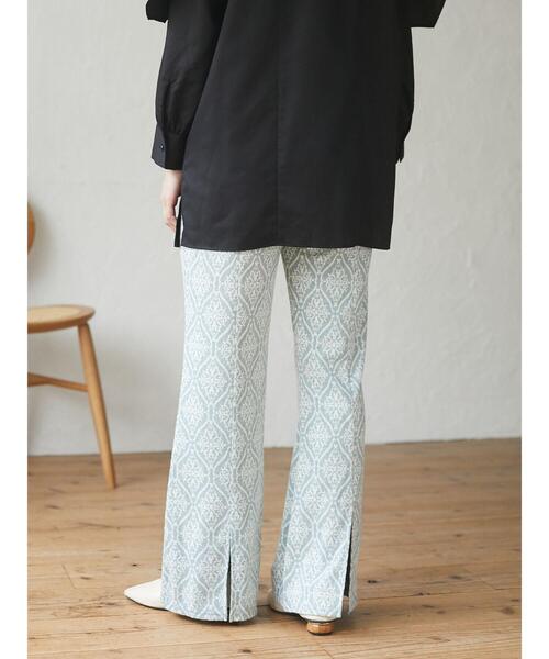 Green　Parks（グリーンパークス）の「・novem9 ダマスクガラバックスリットパンツ＊（その他パンツ・レディース・ブラック/グリーン/ベージュ・FREE）」の6枚目の写真