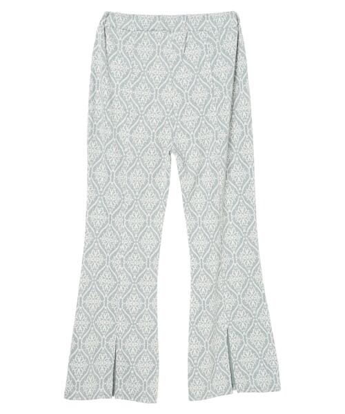 Green　Parks（グリーンパークス）の「・novem9 ダマスクガラバックスリットパンツ＊（その他パンツ・レディース・ブラック/グリーン/ベージュ・FREE）」の5枚目の写真