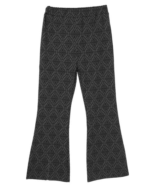 Green　Parks（グリーンパークス）の「・novem9 ダマスクガラバックスリットパンツ＊（その他パンツ・レディース・ブラック/グリーン/ベージュ・FREE）」の2枚目の写真