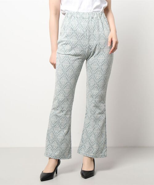 Green　Parks（グリーンパークス）の「・novem9 ダマスクガラバックスリットパンツ＊（その他パンツ・レディース・ブラック/グリーン/ベージュ・FREE）」の7枚目の写真