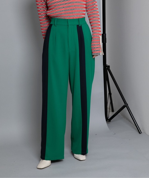 Eimee Law（エイミーロウ）の「バイカラーパンツ（その他パンツ・レディース・グリーン/ダークブルー/ブラック/アイボリー/ライトイエロー/ネイビー・38）」の4枚目の写真