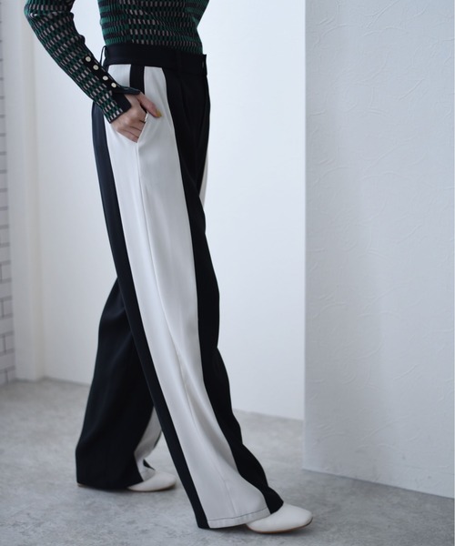 Eimee Law（エイミーロウ）の「バイカラーパンツ（その他パンツ・レディース・グリーン/ダークブルー/ブラック/アイボリー/ライトイエロー/ネイビー・38）」の10枚目の写真