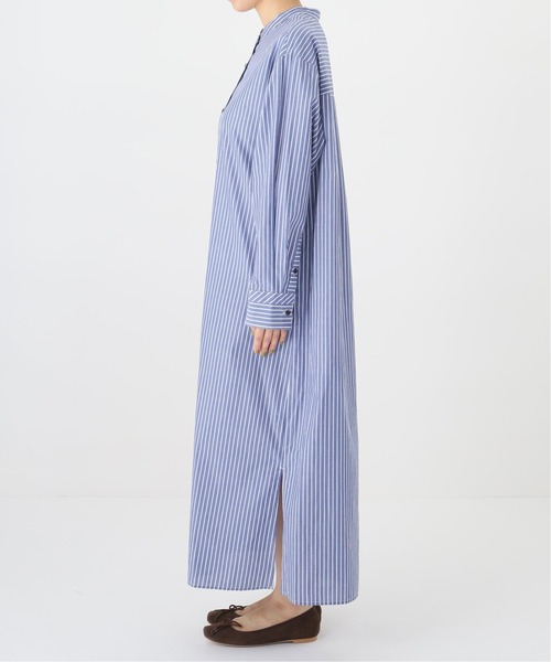 Simplicite（サンプリシテ）の「バンドカラーロング シャツワンピース◆（ワンピース・レディース・ブラック/ブルー系その他・FREE）」の11枚目の写真