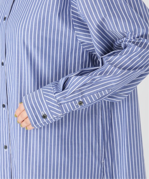 Simplicite（サンプリシテ）の「バンドカラーロング シャツワンピース◆（ワンピース・レディース・ブラック/ブルー系その他・FREE）」の7枚目の写真