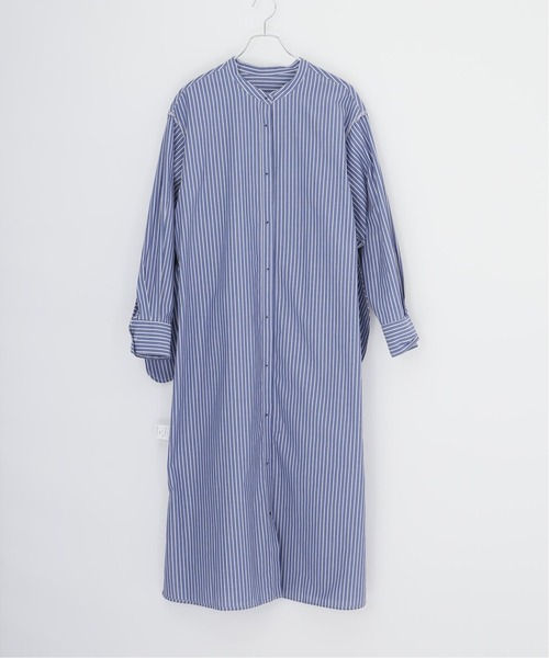 Simplicite（サンプリシテ）の「バンドカラーロング シャツワンピース◆（ワンピース・レディース・ブラック/ブルー系その他・FREE）」の20枚目の写真