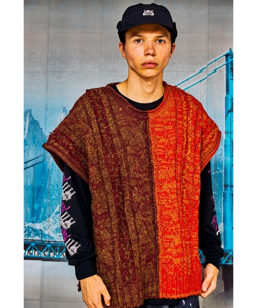 AlexanderLeeChang（アレキサンダーリーチャン）の「AlexanderLeeChang アレキサンダーリーチャン / BIG KNIT VEST ビッグシルエットケーブルニットベスト / AC062103（ベスト・メンズ・グレー/バーガンディー/ブラック・3/2）」の3枚目の写真