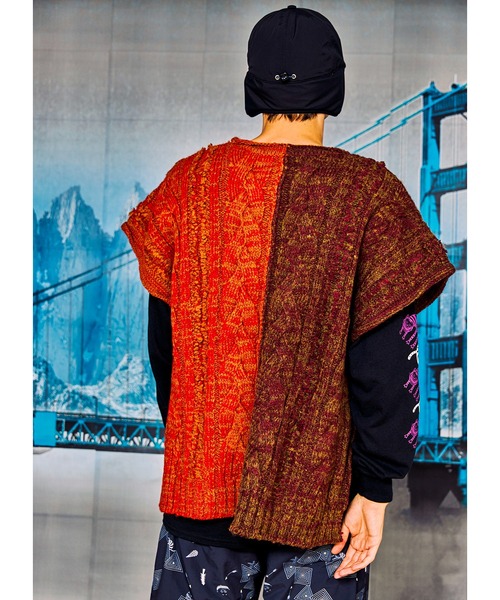 AlexanderLeeChang（アレキサンダーリーチャン）の「AlexanderLeeChang アレキサンダーリーチャン / BIG KNIT VEST ビッグシルエットケーブルニットベスト / AC062103（ベスト・メンズ・グレー/バーガンディー/ブラック・3/2）」の8枚目の写真