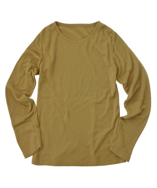 zootie(ズーティー)の「【着た瞬間あったかい】無地&ボーダー 裏起毛クルーネックカットソー(Tシャツ/カットソー・レディース・チャコール/オレンジ/ブラック×グレー/杢グレー/マスタード/バーガンディー/ブラック/アイボリー/ブラック×ホワイト/ライトベージュ/ダークグリーン・M/LL/L)」の15枚目の写真