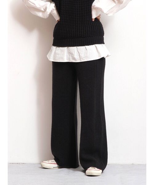 Ungrid（アングリッド）の「【WEB限定】ニットストレートパンツ（その他パンツ・レディース・ブラック/アイボリー/モカ・FREE）」の3枚目の写真