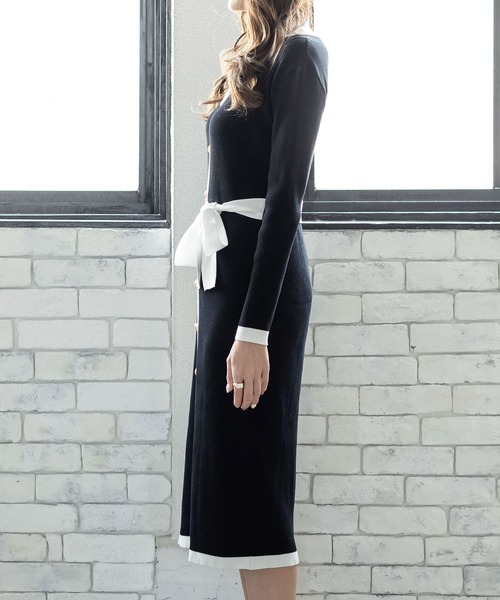 Julia Boutique（ジュリアブティック）の「2WAY・ウエストリボン付きパイピングニットカーディガン・ワンピース/21569（カーディガン/ボレロ・レディース・ブラック/グレー/ブラウン/ベージュ・ONE）」の22枚目の写真