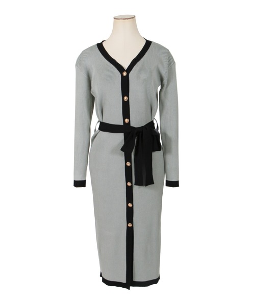 Julia Boutique（ジュリアブティック）の「2WAY・ウエストリボン付きパイピングニットカーディガン・ワンピース/21569（カーディガン/ボレロ・レディース・ブラック/グレー/ブラウン/ベージュ・ONE）」の17枚目の写真