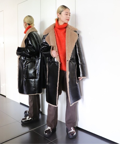 CITYSHOP（シティーショップ）の「FUR BONDING コート（テーラードジャケット・レディース・ブラック・38/36）」の2枚目の写真