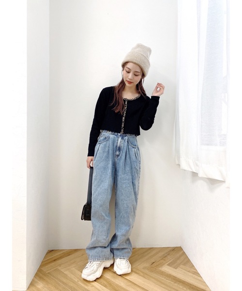 JUMELLE（ジュメロ）の「ラインレオパードリブT（カーディガン/ボレロ・レディース・ブラック・FREE）」の3枚目の写真