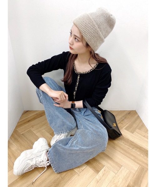 JUMELLE（ジュメロ）の「ラインレオパードリブT（カーディガン/ボレロ・レディース・ブラック・FREE）」の4枚目の写真