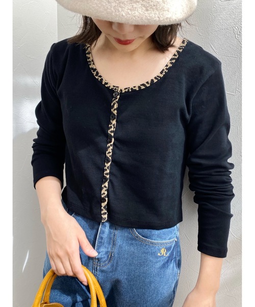JUMELLE（ジュメロ）の「ラインレオパードリブT（カーディガン/ボレロ・レディース・ブラック・FREE）」の11枚目の写真