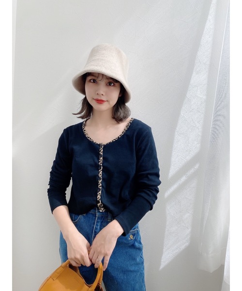 JUMELLE（ジュメロ）の「ラインレオパードリブT（カーディガン/ボレロ・レディース・ブラック・FREE）」の12枚目の写真