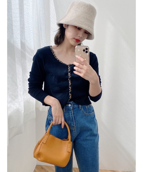 JUMELLE（ジュメロ）の「ラインレオパードリブT（カーディガン/ボレロ・レディース・ブラック・FREE）」の14枚目の写真