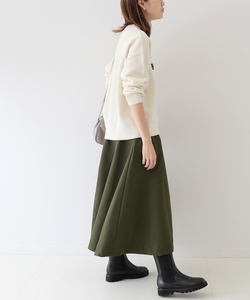 SLOBE IENA(スローブイエナ)の「タフタフレアスカート【ウエストゴム/手洗い可能】◆(スカート・レディース・ネイビー/カーキ/イエロー・38/36)」の6枚目の写真