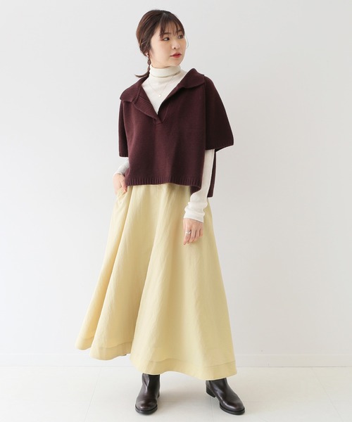 SLOBE IENA(スローブイエナ)の「タフタフレアスカート【ウエストゴム/手洗い可能】◆(スカート・レディース・ネイビー/カーキ/イエロー・38/36)」の18枚目の写真