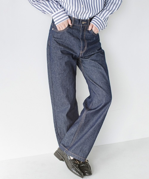 haco!（ハコ）の「やぼったく見せずにすっきり見せる！　かため素材で着れば着るほど愛着が湧く濃紺デニム by who made me（デニムパンツ・レディース・ダークインディゴブルー・1/3/5/7）」の3枚目の写真