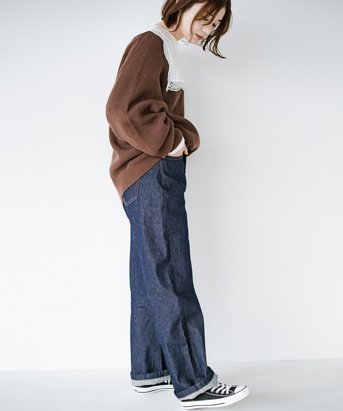 haco!（ハコ）の「やぼったく見せずにすっきり見せる！　かため素材で着れば着るほど愛着が湧く濃紺デニム by who made me（デニムパンツ・レディース・ダークインディゴブルー・1/3/5/7）」の10枚目の写真