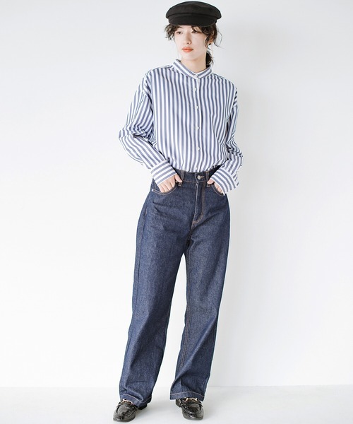 haco!（ハコ）の「やぼったく見せずにすっきり見せる！　かため素材で着れば着るほど愛着が湧く濃紺デニム by who made me（デニムパンツ・レディース・ダークインディゴブルー・1/3/5/7）」の11枚目の写真