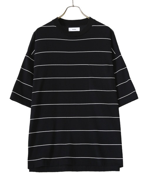 marka（マーカ）の「marka / マーカ：BORDER TEE S/S - COMBED KNIT BORDER -：M22A-09CS01B[COR]（Tシャツ/カットソー・メンズ・ブラック・1/2/3）」の2枚目の写真