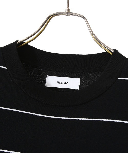 marka（マーカ）の「marka / マーカ：BORDER TEE S/S - COMBED KNIT BORDER -：M22A-09CS01B[COR]（Tシャツ/カットソー・メンズ・ブラック・1/2/3）」の4枚目の写真