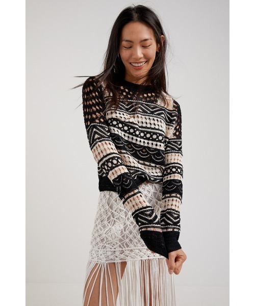 Desigual(デシグアル)の「セミシアー クロシェ編みセーター(その他トップス・レディース・ブラック・L/S/M)」の1枚目の写真