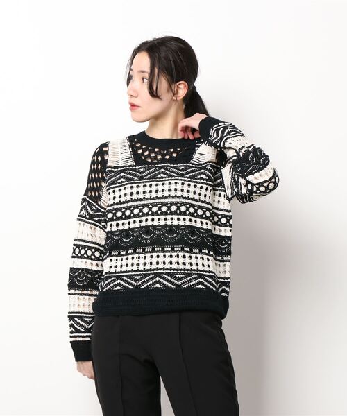 Desigual(デシグアル)の「セミシアー クロシェ編みセーター(その他トップス・レディース・ブラック・L/S/M)」の4枚目の写真