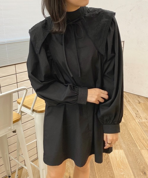 apres jour(アプレジュール)の「つけ襟チュニックワンピース【ZOZOTOWN限定アイテム】【1.1】(ワンピース・レディース・オフホワイト/ブルー系その他/ブラック・X-LARGE/フリー)」の13枚目の写真