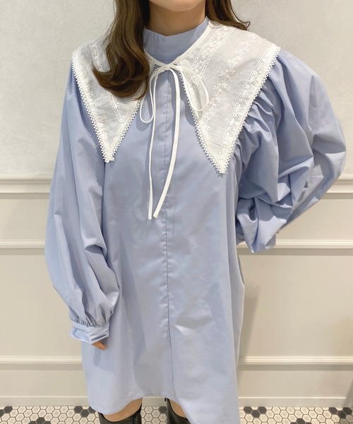 apres jour(アプレジュール)の「つけ襟チュニックワンピース【ZOZOTOWN限定アイテム】【1.1】(ワンピース・レディース・オフホワイト/ブルー系その他/ブラック・X-LARGE/フリー)」の21枚目の写真