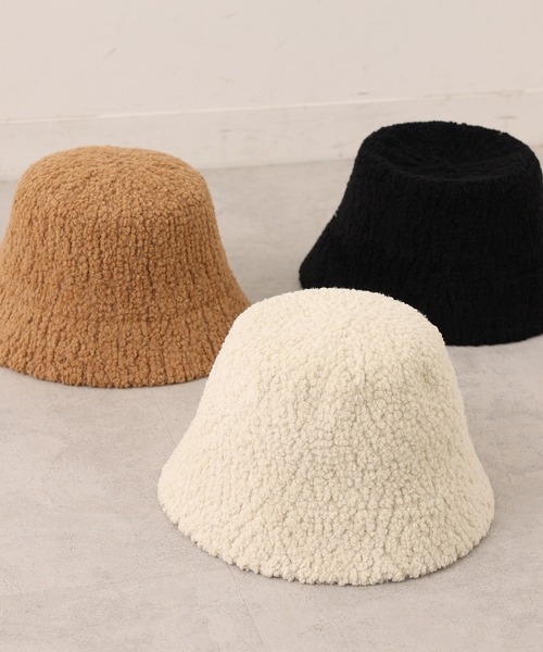 one after another NICE CLAUP（ワンアフターアナザーナイスクラップ）の「モコモがアクセントに！ボアバケットハット（ハット・レディース・ブラック/アイボリー/キャメル・FREE）」の19枚目の写真