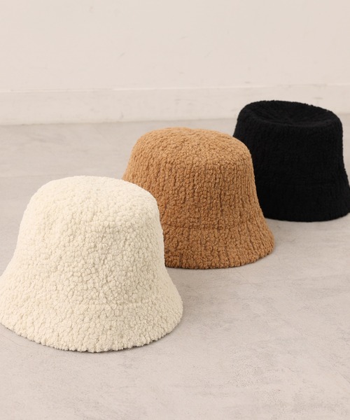 one after another NICE CLAUP（ワンアフターアナザーナイスクラップ）の「モコモがアクセントに！ボアバケットハット（ハット・レディース・ブラック/アイボリー/キャメル・FREE）」の10枚目の写真